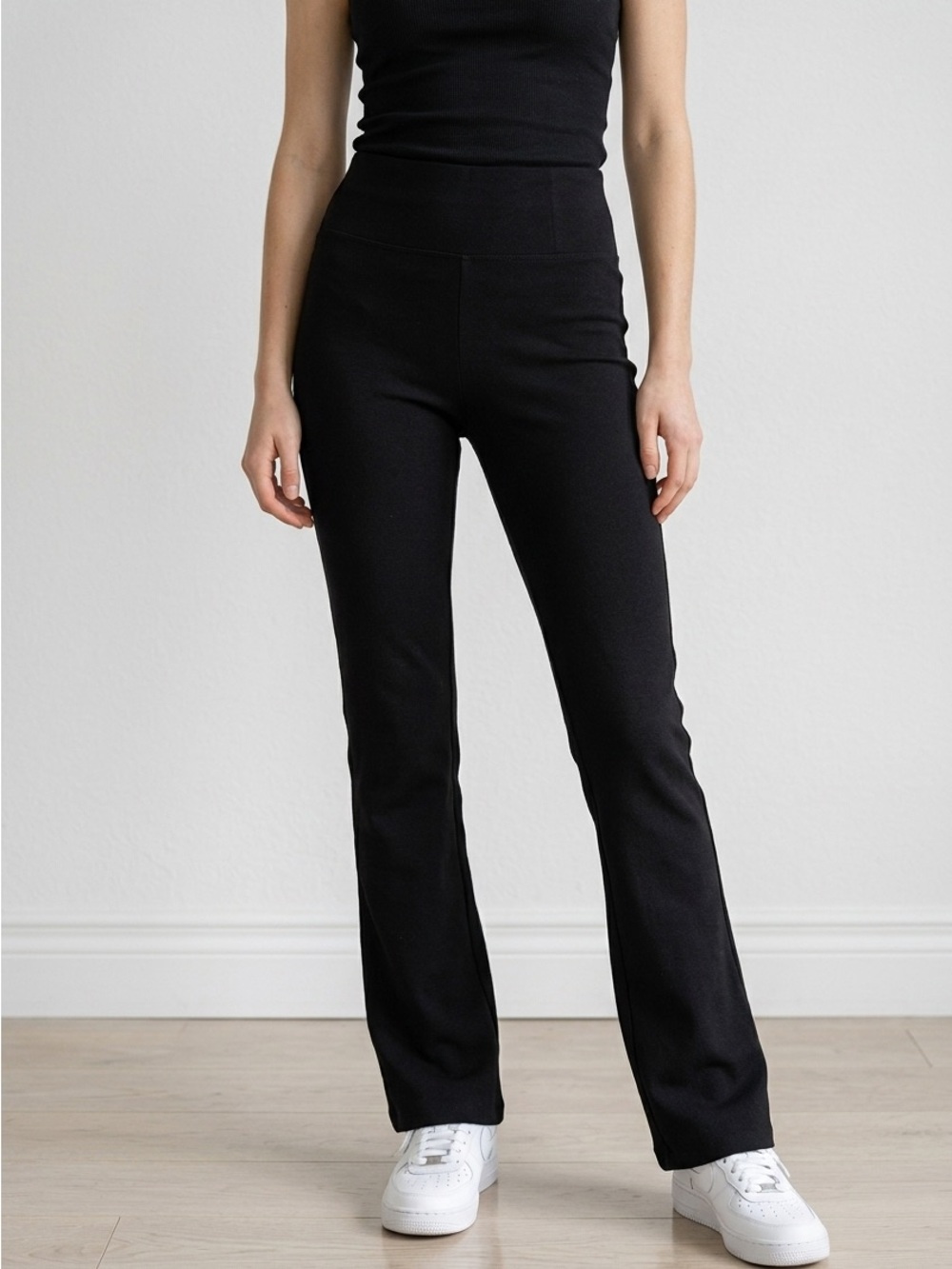 Express Black High-Waist Knit Flare Pants